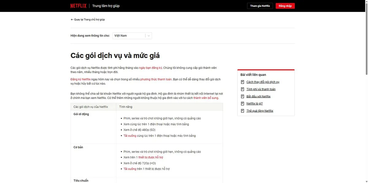 Nên chọn tài khoản Amazon prime video hay Netflix ? 3 Trang các gói dịch vụ và mức giá của Netflix tại Việt Nam