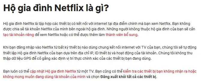 Trang Hộ gia đình Netflix là gì trong Trung tâm trợ giúp của Netflix