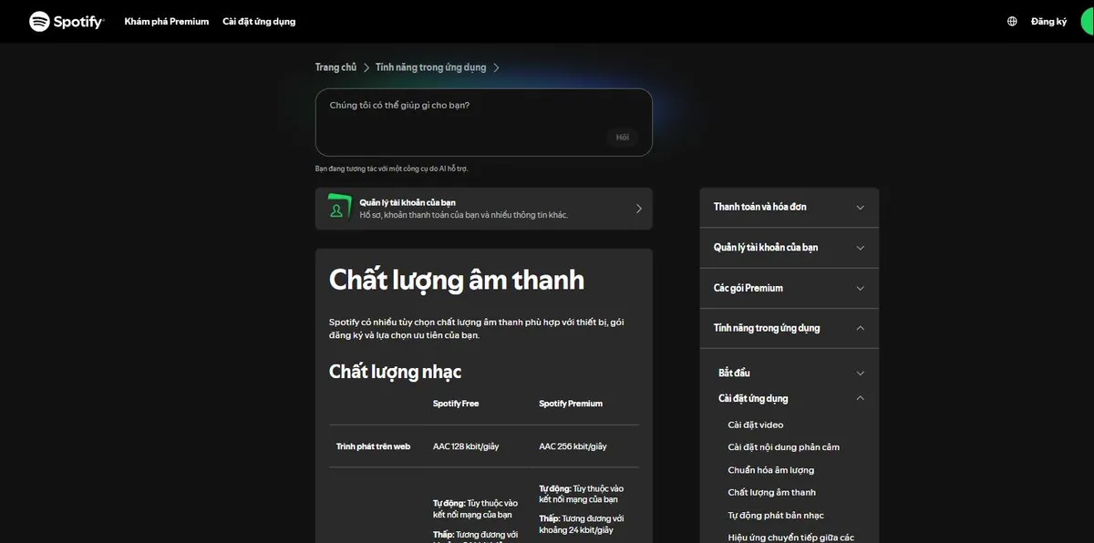 Nghe nhạc chất lượng cao trên Spotify - Âm thanh sống động 7 Trang trợ giúp chất lượng âm thanh của Spotify