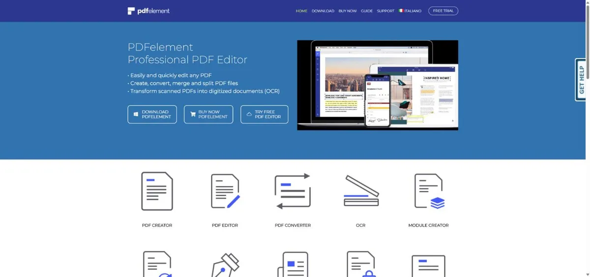 Trang chủ PDFelement, phần mềm chỉnh sửa PDF