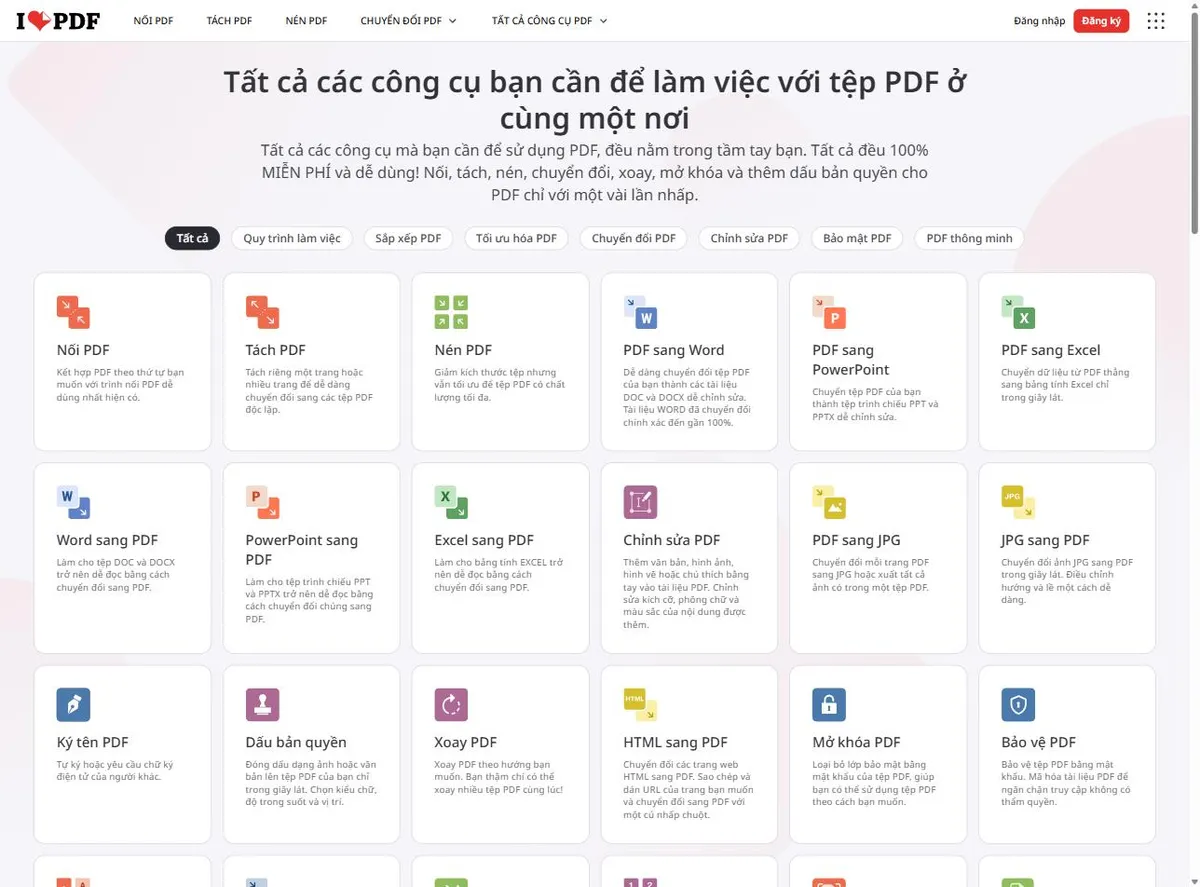 Phần mềm sửa PDF iLovePDF