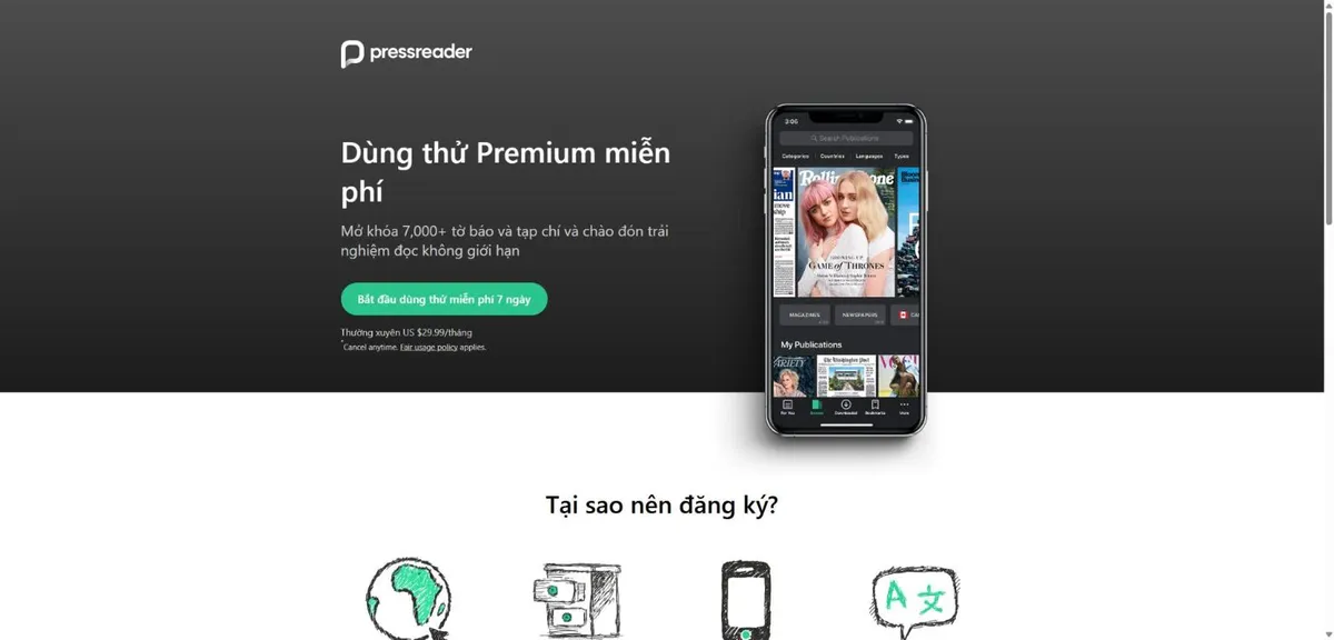 Danh sách top ứng dụng tạp chí online hay nhất 2026 9 Trang gói đăng ký PressReader Premium