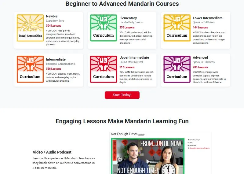 Trang chủ ChinesePod: 6 cấp độ học tiếng Quan thoại từ Newbie đến Advanced với số bài học của từng cấp