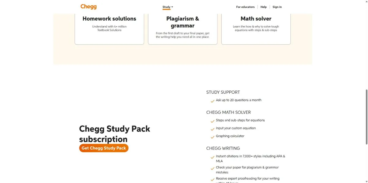 Chegg và Bartleby ứng dụng nào tốt hơn? 13 Quyền lợi các gói trong Chegg Study Pack gồm Study support, Math Solver và Writing