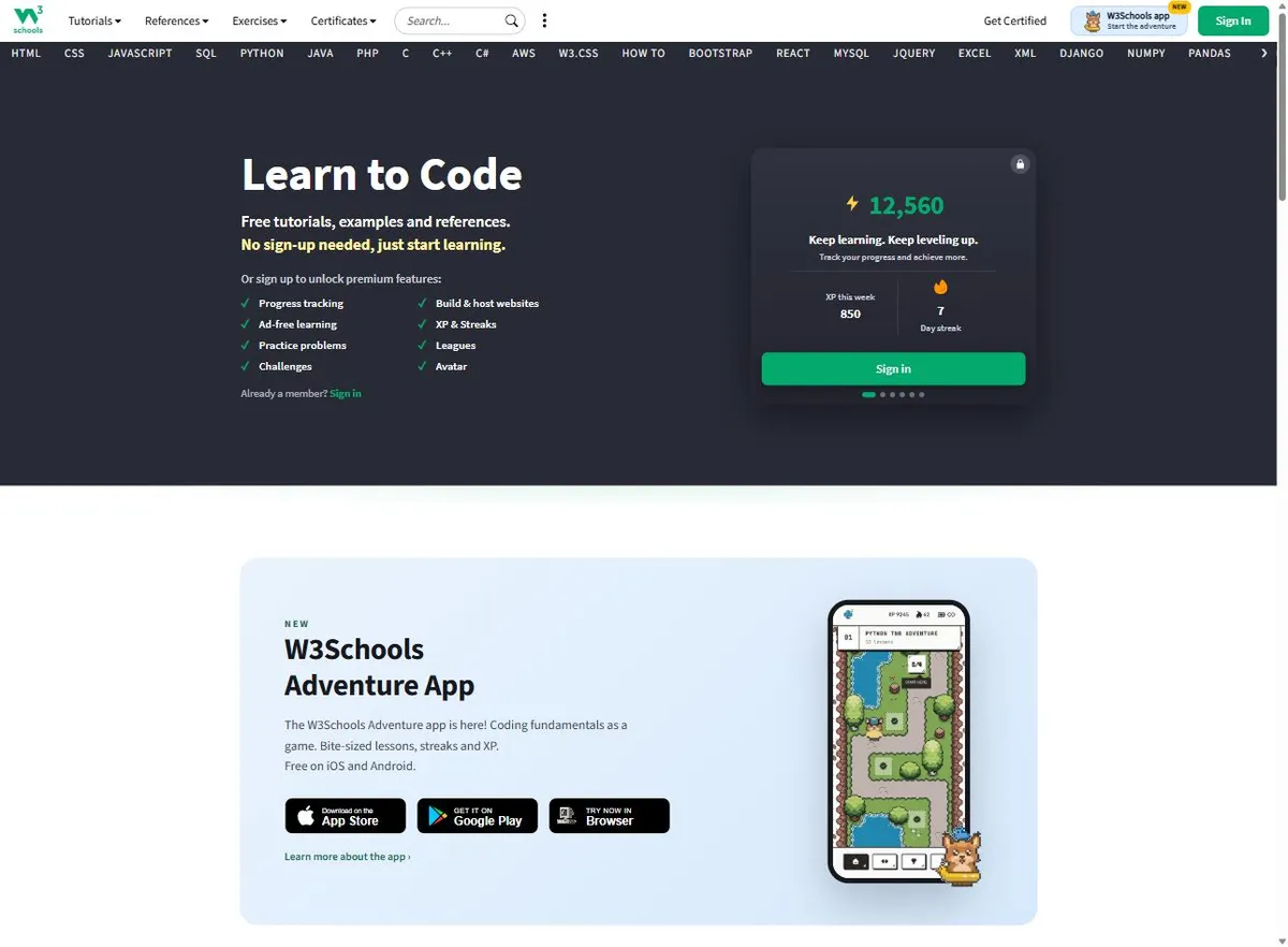Trang web học lập trình W3Schools