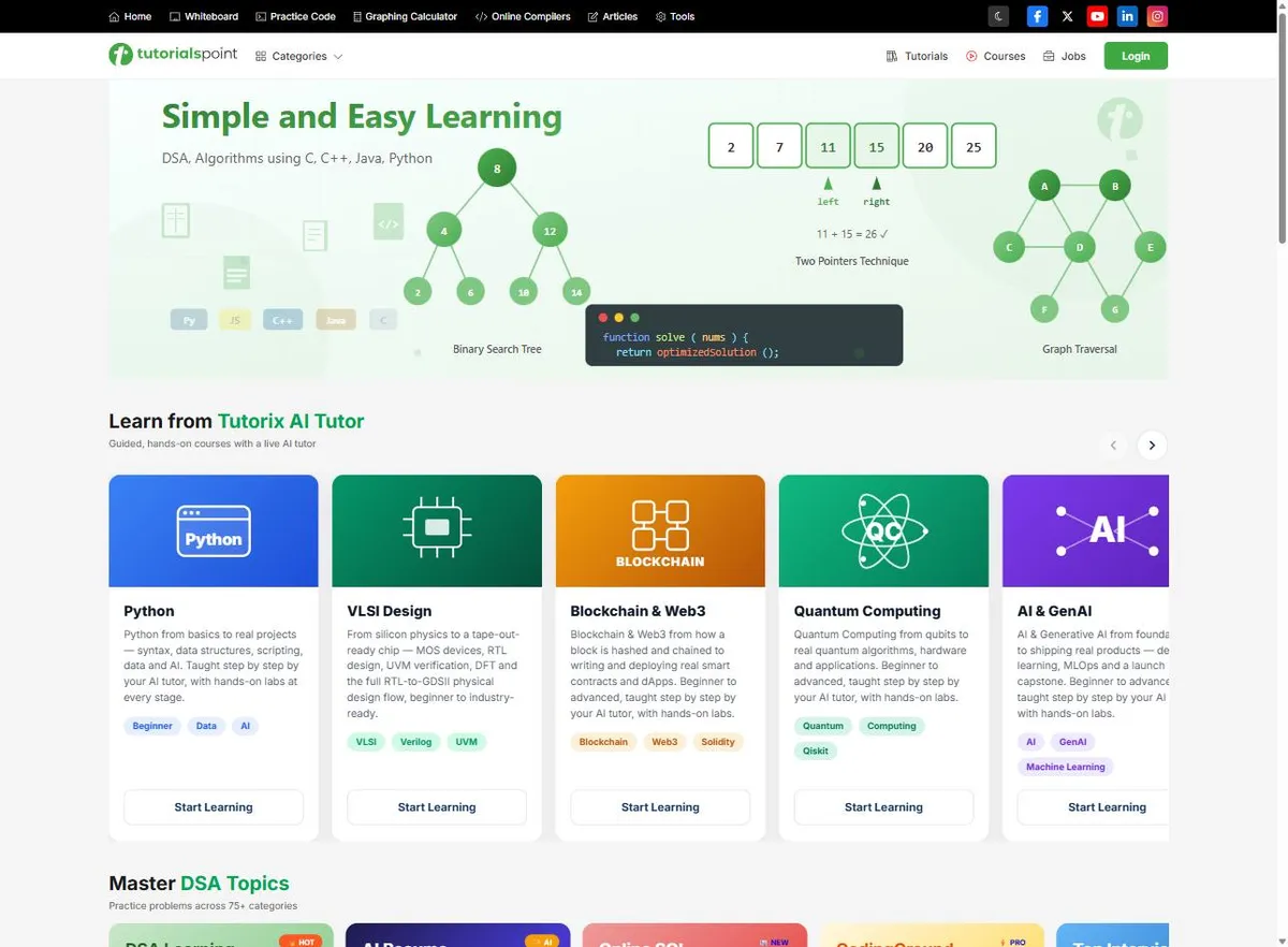 Trang web học lập trình Tutorialspoint