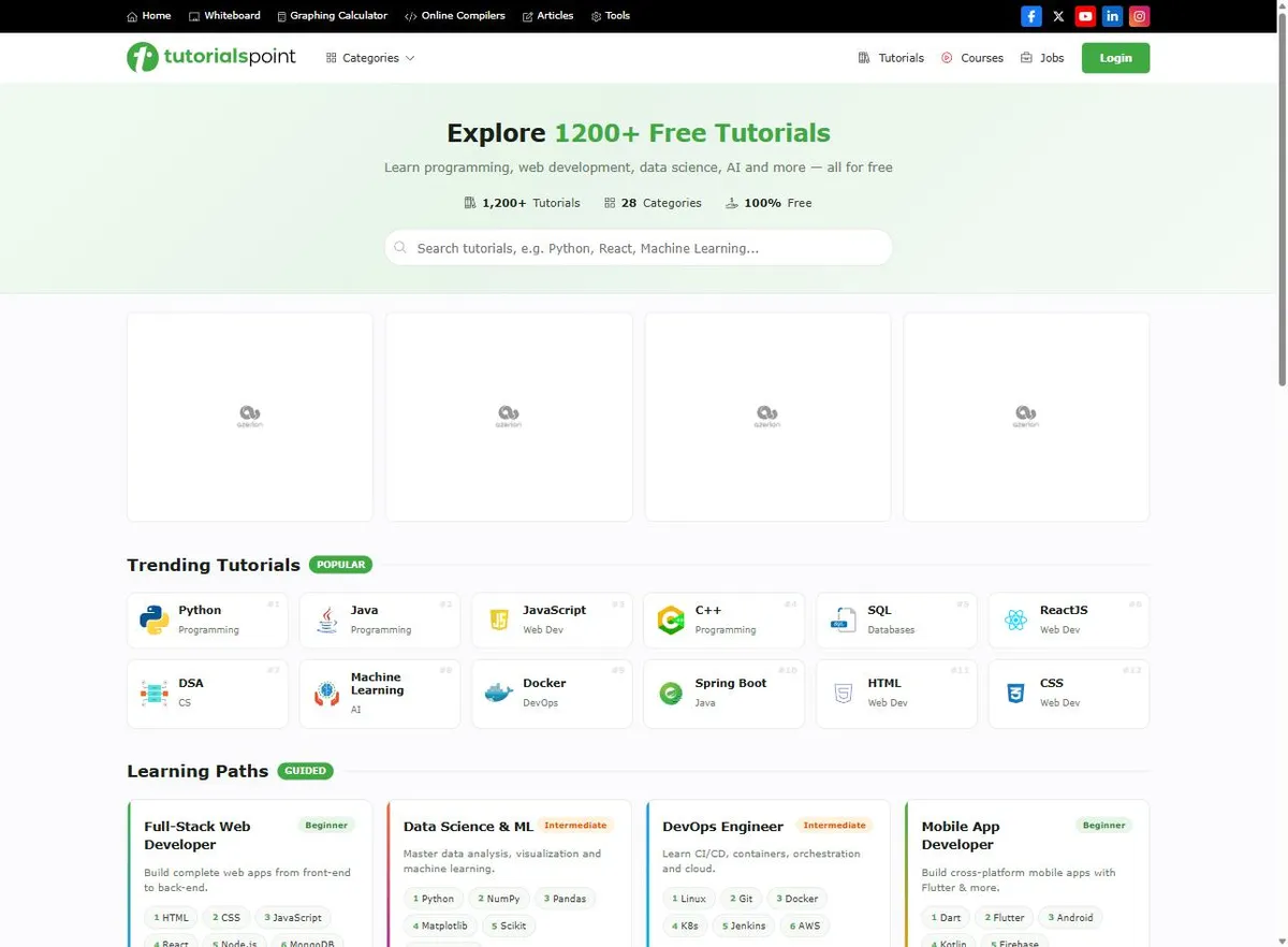 Thư viện bài hướng dẫn miễn phí của Tutorialspoint